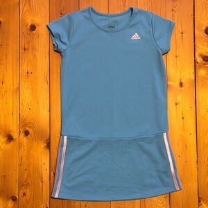 Adidas Sky Blue Sports Dress with Pink Stripes